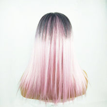 Load image into Gallery viewer, Long Straight Black Gradient LightPink Wig Headgear
