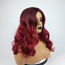 Load image into Gallery viewer, Wig Female Burgundy Long Curly Hair Big Wavy Gradient Color
