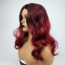 Load image into Gallery viewer, Wig Female Burgundy Long Curly Hair Big Wavy Gradient Color
