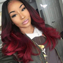 Load image into Gallery viewer, Wig Female Burgundy Long Curly Hair Big Wavy Gradient Color
