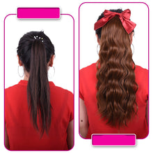 Load image into Gallery viewer, Red Bow Ponytail Wig Women&#39;&#39;s Long Hair Ribbon Wig Ponytail
