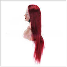 Load image into Gallery viewer, Full-head Red Long Straight Lace Human Wig

