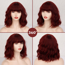 Load image into Gallery viewer, Shoulder-length Corn Curler Chemical Fiber Wine Red Short Curly Hair Human Wigs
