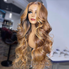 Load image into Gallery viewer, Honey Blonde Body Wave Lace Front Pre Plucked Highlight Wig
