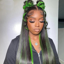 Load image into Gallery viewer, Green Highlight Straight Hair Lace Wig
