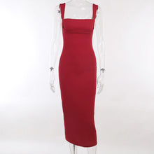 Load image into Gallery viewer, Women&#39;s Knitted Sling Slim-fit Red Christmas Dress
