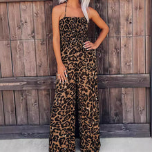 Load image into Gallery viewer, Women&#39;s Leopard Print Halter Backless Jumpsuit
