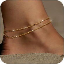 Load image into Gallery viewer, Classic Double Layer Twin Minimalist Personality Daily Beach Vacation Style Anklet
