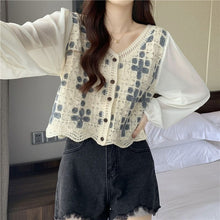 Load image into Gallery viewer, Hollow Lace Shirt Spring Fashion Long Sleeve Stitching
