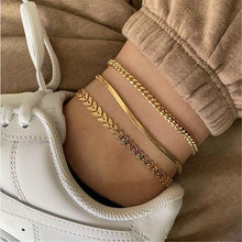 Load image into Gallery viewer, Personalized Retro Metal Texture Chain Leaves Anklets
