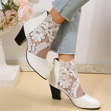 Load image into Gallery viewer, Women&#39;s Lace Mesh Chunky Heel Sandals
