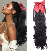 Load image into Gallery viewer, Red Bow Ponytail Wig Women&#39;&#39;s Long Hair Ribbon Wig Ponytail
