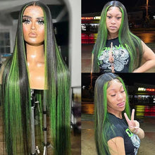 Load image into Gallery viewer, Green Highlight Straight Hair Lace Wig
