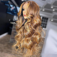 Load image into Gallery viewer, Honey Blonde Body Wave Lace Front Pre Plucked Highlight Wig
