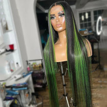 Load image into Gallery viewer, Green Highlight Straight Hair Lace Wig
