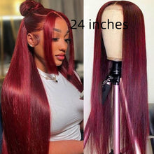 Load image into Gallery viewer, Full-head Red Long Straight Lace Human Wig

