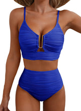 Load image into Gallery viewer, Bikini V-neck Hollow Swimsuit High Waist Women
