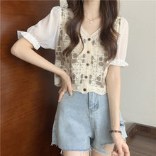 Load image into Gallery viewer, Hollow Lace Shirt Spring Fashion Long Sleeve Stitching
