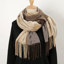 Load image into Gallery viewer, Warm Shawl Tassel Contrast Color Skin-friendly Warm Scarf
