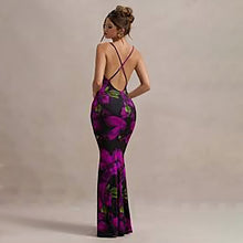 Load image into Gallery viewer, Flower Print Cross Shoulder Strap Backless Slim Fit Inner Dress
