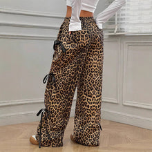 Load image into Gallery viewer, Elastic Waist Solid Color Bow Lace Up Casual Straight-leg Pants
