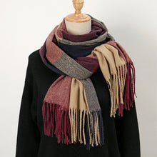 Load image into Gallery viewer, Warm Shawl Tassel Contrast Color Skin-friendly Warm Scarf
