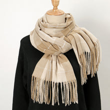 Load image into Gallery viewer, Warm Shawl Tassel Contrast Color Skin-friendly Warm Scarf
