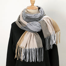 Load image into Gallery viewer, Warm Shawl Tassel Contrast Color Skin-friendly Warm Scarf
