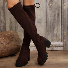 Load image into Gallery viewer, Sexy Leopard Over The Knee Boots With Back Lace-up Design Fashion High-tube Socks Shoes Winter Chunky Heels Long Boots
