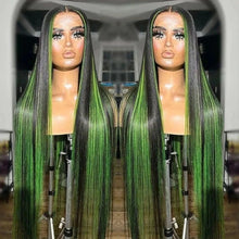 Load image into Gallery viewer, Green Highlight Straight Hair Lace Wig
