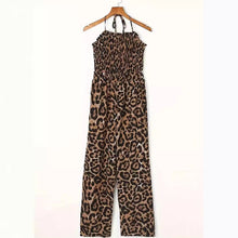 Load image into Gallery viewer, Women&#39;s Leopard Print Halter Backless Jumpsuit
