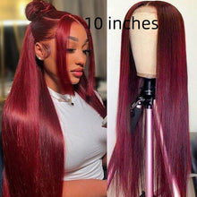 Load image into Gallery viewer, Full-head Red Long Straight Lace Human Wig
