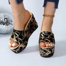 Load image into Gallery viewer, Round Toe Wedge Printed Slippers
