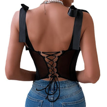 Load image into Gallery viewer, Tether Sequined Suspender Backless Steel Ring Corset Sexy Top
