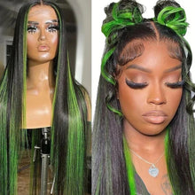 Load image into Gallery viewer, Green Highlight Straight Hair Lace Wig
