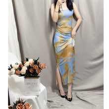 Load image into Gallery viewer, Women&#39;s Tie-dyed Thin Waist Sleeveless Sling Dress
