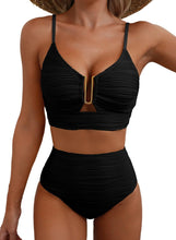 Load image into Gallery viewer, Bikini V-neck Hollow Swimsuit High Waist Women
